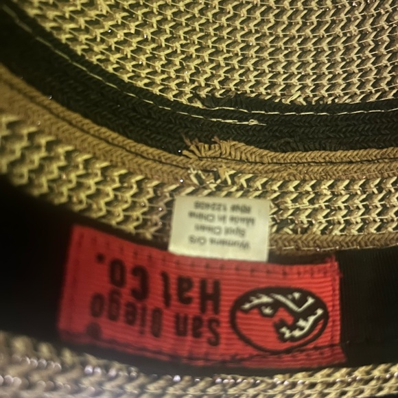 San Diego Hat Co. Huge rattan sun hat. Blk/tan stripe main image 4